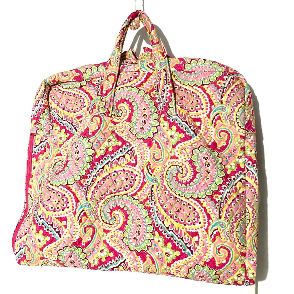 Vera Bradley yellow pink paisley quotes garment bag